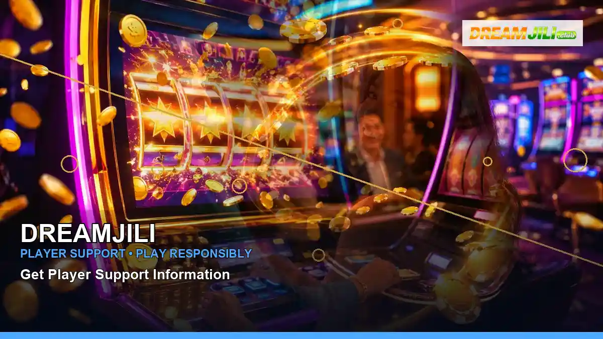 DREAMJILI lounge VIP casino rewards featuring an adult Filipina casino host with a layered collage composition