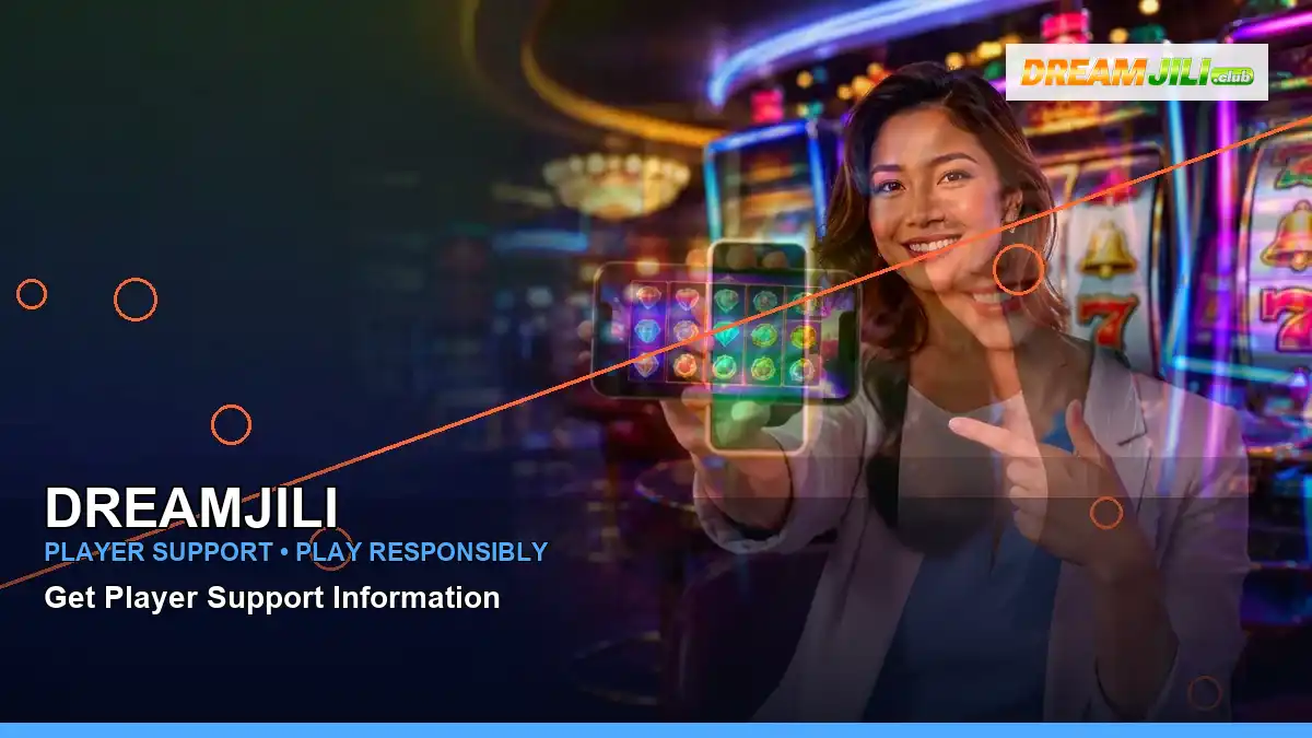 DREAMJILI reels casino bonus games featuring an adult Filipina casino host with a wide-action composition